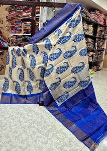 Saree de seda Tussar Kanchi pintado a mano hermoso - Product Image 1