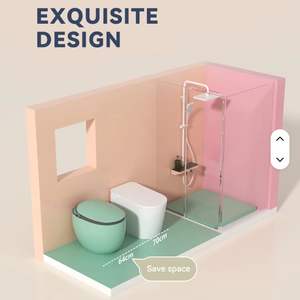 WC intelligent mural de luxe en céramique, forme œuf, avec siphon S, chasse d'eau intelligente, siège chauffant, télécommande et air chaud - Product Image 3