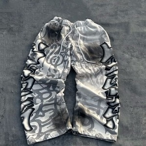 Conjunto de Sudadera con Capucha y Pantalones Deportivos de Algodón Grueso con Estampado DTG Personalizado, Logotipo Gráfico, Estilo Holgado, Desgastado, Decolorado por el Sol, con Cierre de Cremallera para Hombre - Product Image 5