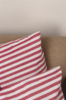 Housse de coussin personnalisée en coton 100% vert clair, tissée à rayures teintées en fil recyclé, style américain, avec fermeture éclair