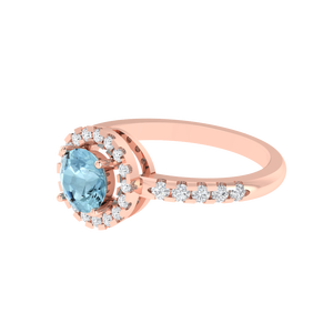 Anillo de Plata de Ley 925 con Piedra Preciosa de Aguamarina Solitaria, Chapado en Oro de 18 Quilates, Opciones de Revestimiento de Rodio Rosa - Product Image 4