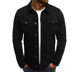 Veste en jean brodée sur mesure pour hommes, droite, style américain, vintage, délavé, col tournant, poches cargo tissées hip hop pour - Product Image 4