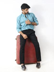 Vente en gros d'usine chemises en coton à manches longues de haute qualité pour hommes chemises habillées boutonnées solides pour hommes - Product Image 5