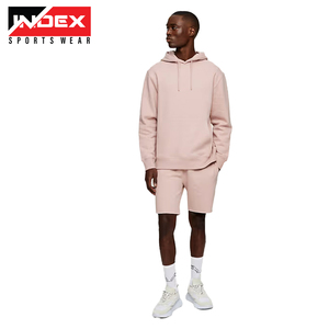 <b>Men's</b> Fashionable Fleece <b>Pyjama</b> Hoodie and <b>Shorts</b> Set Custom Tracksuits for Autumn Season Breathable Feature - Product Image 2