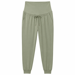 Pantalon de jogging de maternité pour femme, doux et extensible, avec panneau ventral, taille haute, en mélange de coton, coupe ample, décontracté et confortable - Product Image 6