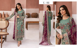 ชุดปาร์ตี้สไตล์ปากีสถานสำหรับผู้หญิงชุดอินเดียผ้าชีฟองเนื้อละเอียด - Product Image 5