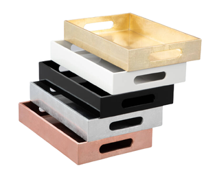 Plateau de laque de couleur or argenté rectangulaire de haute qualité pour décoration de lune de miel de mariage fabriqué au vietnam - Product Image 1