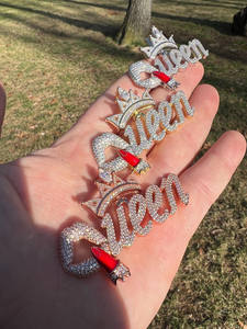 Precioso colgante Vintage de reina de moissanita chapado en oro de 18 quilates y plata 925, joyería de moda para mujer chapada en oro rosa para fiestas - Product Image 2