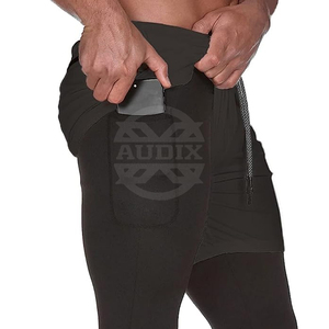 Shorts de sport 2-en-1 pour l'entraînement en salle, le fitness, le jogging et la course, avec extensibilité et poches, style legging et short de football - Product Image 2