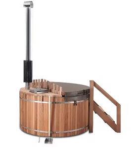 Baignoire en bois massif de haute qualité pour spa extérieur rustique, spa de jardin extérieur pour 2 personnes avec poêle à bois externe - Product Image 5