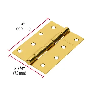 HERMEX 4 'cerniere rettangolari ottone-placcato in acciaio scatola 20 unità per cucina bagno officina 35mm diametro cerniera tazza inox - Product Image 1
