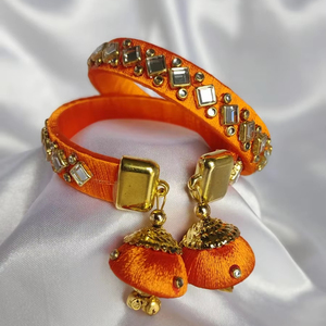 กำไลไหมลายหินสำหรับผู้หญิงกำไล kundan แบบดั้งเดิมเครื่องประดับชุดของขวัญงานแต่งงาน pooja meeparty - Product Image 1