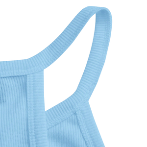 Débardeur côtelé dos nageur pour femme, sans manches, coupe ajustée, en maille extensible, décontracté, respirant, pour l'été, bleu ciel - Product Image 4