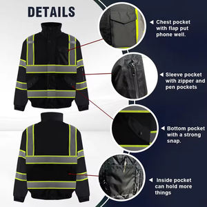 Fabrication conçu ignifuge couleur verte sécurité visibilité isolé réfléchissant hiver haute visibilité veste de travail pour hommes - Product Image 6