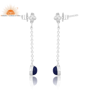 Meilleure vente Boucles d'oreilles ethniques en lapis-lazuli naturel en argent sterling pour femmes Fabricant de bijoux - Product Image 2