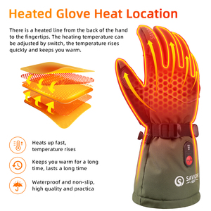 Guantes de Esquí Calefactables SAVIOR Verdes de 7.4V y 3000mAh para Exteriores, con Cinta Reflectante y Función para Limpiar la Nariz, Recargables - Product Image 5