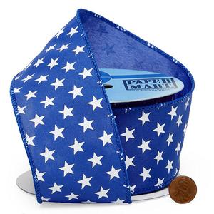 Solid White Stars on <b>Wired</b> Polyester <b>Ribbon</b> Luxury Floral Christmas and Birthday Wedding Decoration for Gift Wrapping - Product Image 3