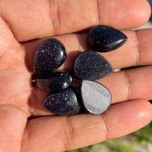 Pierre de soleil bleue poire forme Cabochon pierre précieuse pour la fabrication de bijoux anneaux collier pendentif Bracelet en gros pierres précieuses pierre de naissance - Product Image 6