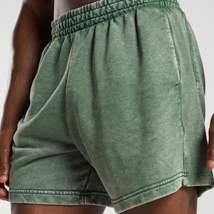 Pantalones Cortos de Hombre Personalizados, Lisos, Transpirables, de Cintura Media, Estilo Urbano, con Cordón, Lavado Ácido, Bordes Crudos, Vintage, de Felpa Francesa - Product Image 4