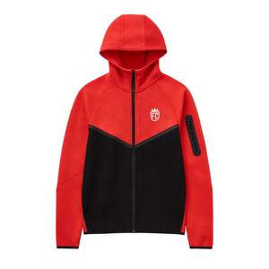 <b>Mens</b> Tech <b>Fleece</b> Windrunner Full Zip <b>Hooded</b> Jacket Red Lightweight Warm Athletic Training Outerwear Premium Activewear - Product Image 1