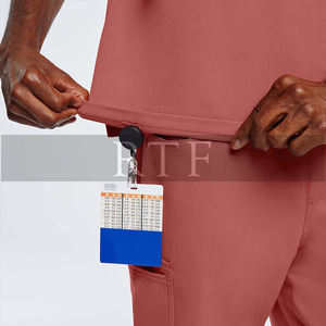 Haute qualité col en v infirmière costumes manches longues femmes/hommes uniformes hospitaliers bruts fins gommages médicaux pour les saisons d'automne - Product Image 6