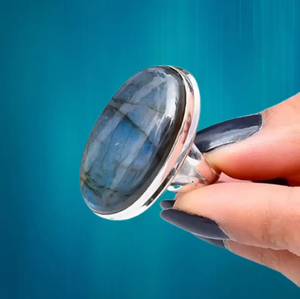 Increíble anillo de labradorita de Flash azul, anillo de diseñador hecho a mano de Plata de Ley 925 pura, joyería de precio de fábrica - Product Image 3