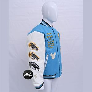 Wholesale High Quality Mens Blue Varsity <b>Jackets</b> With Embroidered Patches And Silver Spur Design Casual Autumn Wear Breathable - Product Image 5