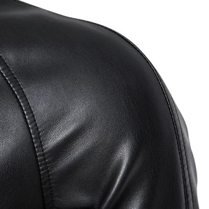 2024 invierno Casual sólido hombres PU chaqueta de cuero de imitación de gamuza cálida con cuello levantado lona y ajuste de piel de vaca para motocicleta - Product Image 3