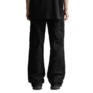 Pantalon homme de style streetwear ample à jambes larges, taille élastique, en mélange polyester/coton de qualité supérieure, vintage et personnalisé - Product Image 4