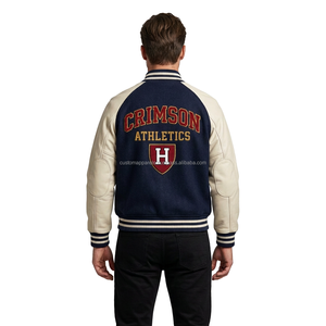 Veste universitaire personnalisée en laine Melton avec col montant et broderie, respirante, grande taille, pour homme - Product Image 3