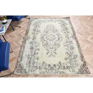 Tapis turc 5,4x7,9 pieds, tapis persan gris en laine - Product Image 4