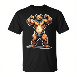 Camiseta Vintage Pride de Cuero con Oso 'I Love Muscle' - Ropa Promocional Elegante - Product Image 2