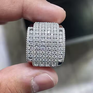 แหวนเพชรโมอิสสำหรับผู้ชายทำจากเงินสเตอร์ลิง925แข็งทำจากเงินฮิปฮอปแร็ปเปอร์เย็นฉ่ำ3.14 CTW VVS D สี Moissanite - Product Image 4