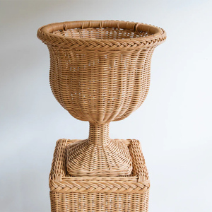 Florero de urna de pedestal de ratán trenzado desmontable del superventas, diseño moderno portátil respetuoso con el medio ambiente para el hogar, OEM personalizado hecho a mano - Product Image 6