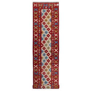 Alfombra Kilim de Maimana, Afganistán, 490 x 83 cm - Product Image 1
