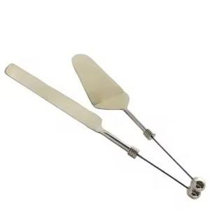 Juego de Servidores de Pastel de 2 Piezas, Diseño Moderno, Hecho a Mano, Ecológico, Apto para Lavavajillas, con Mango Trenzado Niquelado, Herramientas para Pastel, para Fiestas - Product Image 4