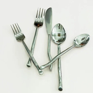 Mirrored Finishing in Leafy Design Stainless Steel <b>Cutlery</b> Knife Fork Spoon Set Western <b>Gold</b> <b>Cutlery</b> Set - Product Image 4