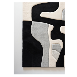 พรมปูพื้นขนสัตว์แบบพรีเมี่ยมสำหรับใช้ในบ้านชุดทรงสี่เหลี่ยมสไตล์โมเดิร์นสีดำและสีขาวแบบแอบสแตรก - Product Image 1