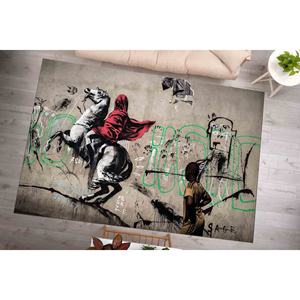 Alfombra Banksy Horse Rider: Alfombra Antideslizante con Diseño de Graffiti, con Pelo Suave - Product Image 1