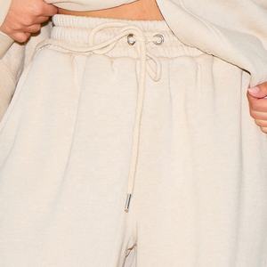 High Quality Loose Custom Casual Elastic Waist Baggy Regular-fit Straight Leg Blank Jogger Sweatsuit <b>Women</b> wide leg <b>trousers</b> - Product Image 4