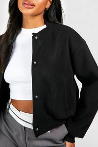 2025 100% laine femmes Logo brodé personnalisé écologique imperméable veste universitaire perles Rivets à la mode confortable hanche - Product Image 2