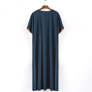 Haute qualité arabie Thobe hommes vêtements musulmans à manches courtes musulman vêtements islamiques amples poche poitrine personnalisée patch Thobe Jubbah - Product Image 2