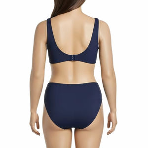 ชุดว่ายน้ำผ้าฝ้ายไนลอนสีทึบสำหรับผู้หญิงชุดว่ายน้ำแห้งเร็วชุดชายหาดชุดใส่ในสระว่ายน้ำฤดูร้อนใส่สบาย - Product Image 5