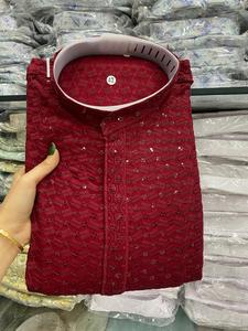 เสื้อเคอร์ตาผ้าเรยอนสำหรับผู้ชายเสื้อสีขาวสำหรับงานแต่งงานและเสื้อผ้าแบบดั้งเดิมสไตล์อินเดียน้ำหนักเบา - Product Image 5