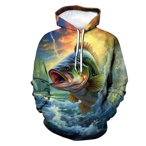 เสื้อตกปลาของผู้ชายเสื้อฮู้ดพิมพ์ลายซับลิเมชันออกแบบได้ตามต้องการเสื้อกีฬาขนแกะสำหรับใส่ตกปลา - Product Image 5