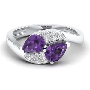 工厂批发辉石和实验室种植紫水晶宝石女性结婚戒指精品珠宝银925戒指女性礼品