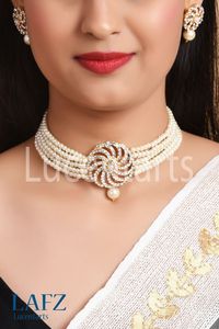 Conjunto de collar de gargantilla de cristal chapado en oro para mujer, fabricante indio al por mayor - Product Image 2