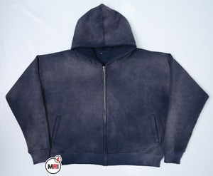 Ropa de calle de alta calidad, sudaderas con capucha desteñidas al sol lavadas con ácido vintage en blanco de lana de algodón personalizadas para mujer, de punto - Product Image 1