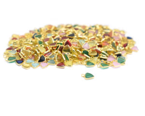 Multi gema en forma de trillón, chapado en oro, joyería de un solo bucle, colgante, Conector de bisel de enlace - Product Image 3