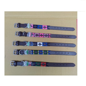 <span class=keywords><strong>Collar</strong></span> de perro de Polo argentino de lujo moderno, encaje de cuero acolchado, patrón de Animal sólido con remache, luces LED de entrenamiento - Product Image 4
